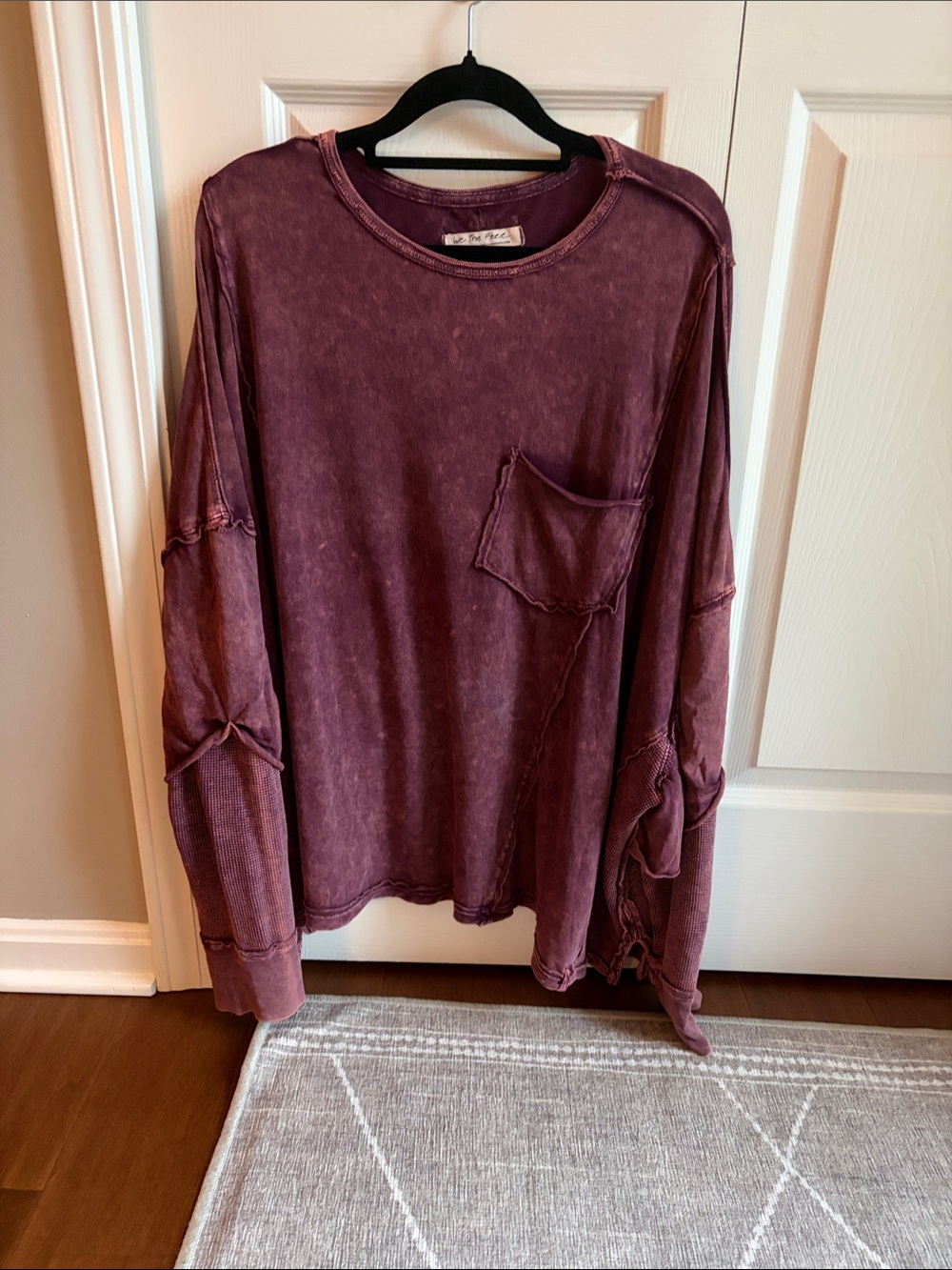 Free People Washed Plum Boxy Pocket Sweatshirt